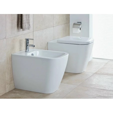 SET DURAVIT HAPPY D.2 FLOOR-STANDING TOILET W/SOFT-CLOSE TOILET COVER + BIDET